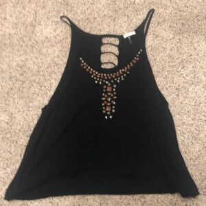 Black tank with cutouts Bear Dance
